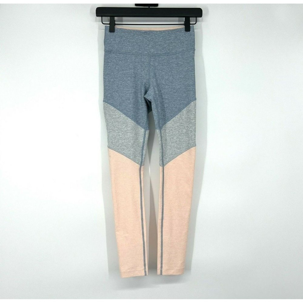 Outdoor Voices Springs 7/8 Leggings Blue Gray Pink Colorblock - Picture 4 of 10